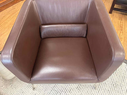Ligne Roset Chocolate Leather Barrel Chair