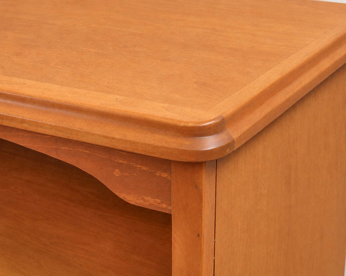 Birch Book Case In Warm Toned Wood & Arch Crown Top W/ Bottom Drawer
