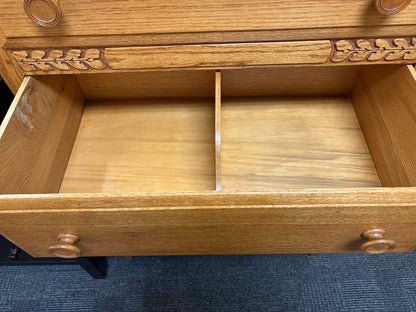 Carved Oak 4-Drawer Dresser