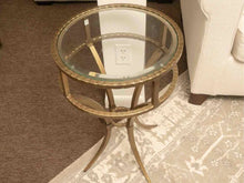 Hollywood Regancy Style Glass Top Brass Finish Metal Side Table