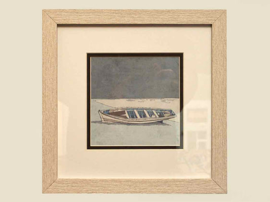 'Canoe Ashore' Art Print Doube Matted Dritwood Frame