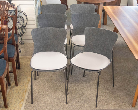 Set of 6 Ligne Roset Ettoriano Charcoal Felt Dining Chairs