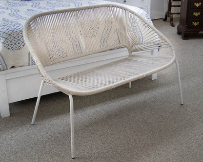 Mid-Century Modern Style Cord Wrapped Settee on Metal Frame