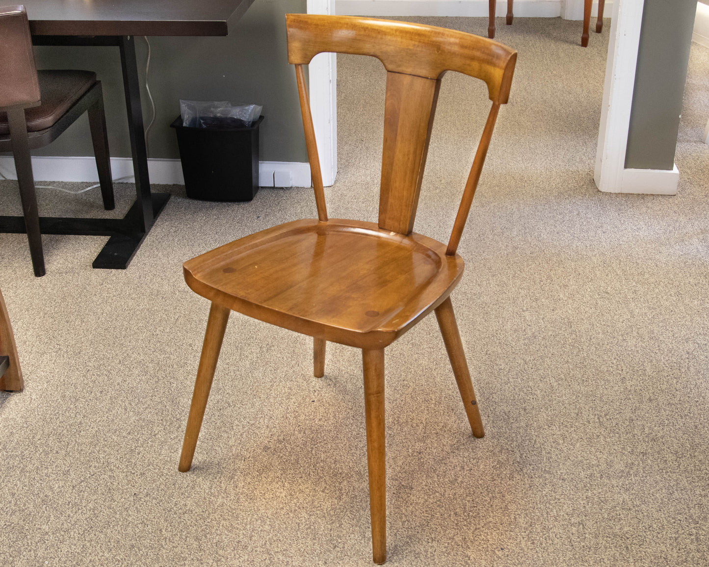 Set of 4 Crate & Barrel Round Back Dining Chairs in Light Walnut