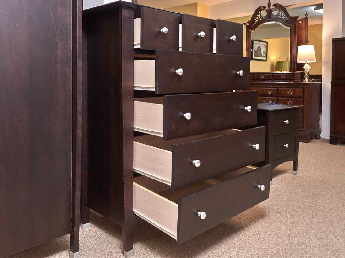Melateck Walnut Finish 7 Drawer Nickle Knobs  Chest