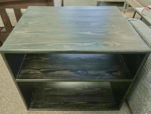 Pair of Pine Open Shelf Side Tables in Dark Finish
