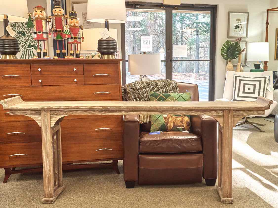 Ballard Design Ananda Console Table in Driftwood Finish