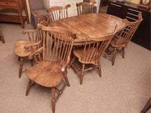 Temple Stuart Oak Double Pedestal Dining Table with 6 Combback Dining chairs