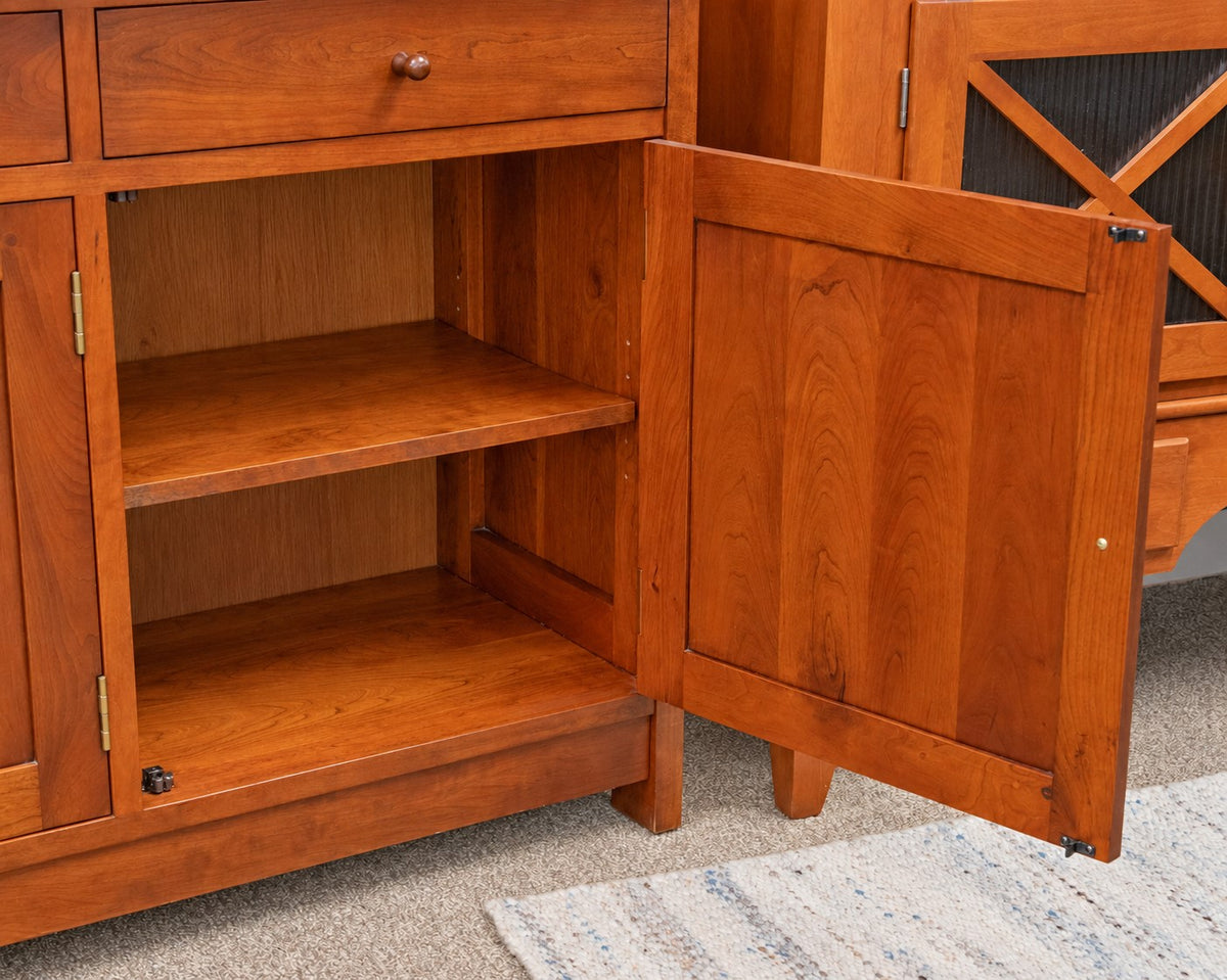 Stickley Mission Lighted China Cabinet in Cherry with Butterfly Joinery