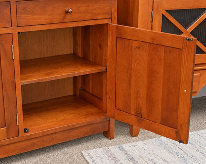 Stickley Mission Lighted China Cabinet in Cherry with Butterfly Joinery