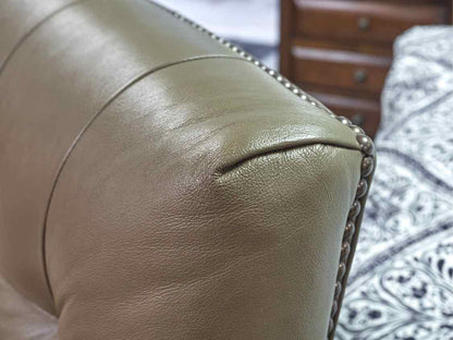 Hickory Chair  Muddled Olive Leather Chair with Tufted Back