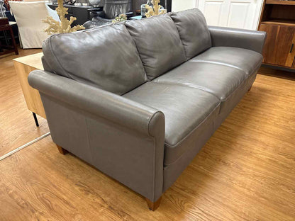 Natuzzi Grey Leather 3-Seat Sofa