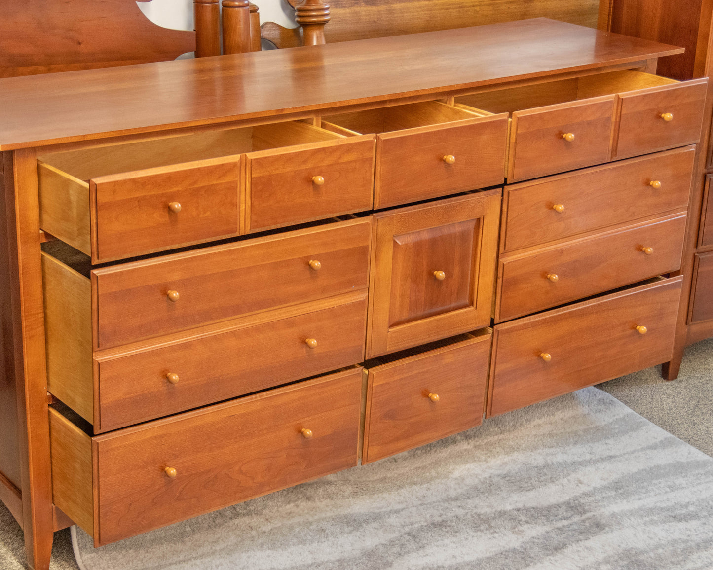 Thomasville Impressions Triple Dresser in Cherry with Wood Pulls
