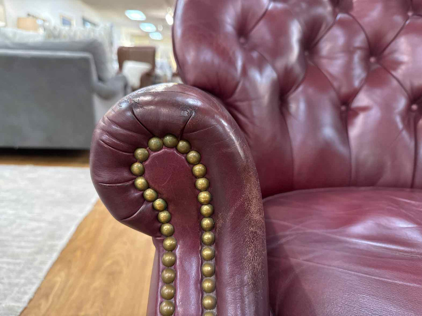 Hancock and Moore Tufted Burgundy Chair