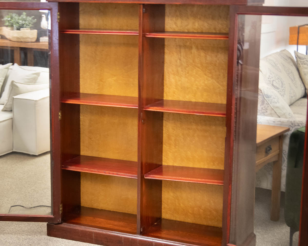 Mahogany Bookcase W/ Glass Doors