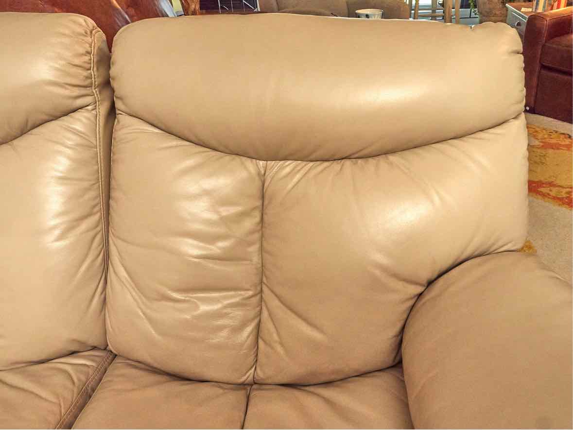 Sand Leather Power Loveseat