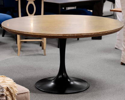 Arhaus 'Powell' Round Brass Clad Topped Dining Table