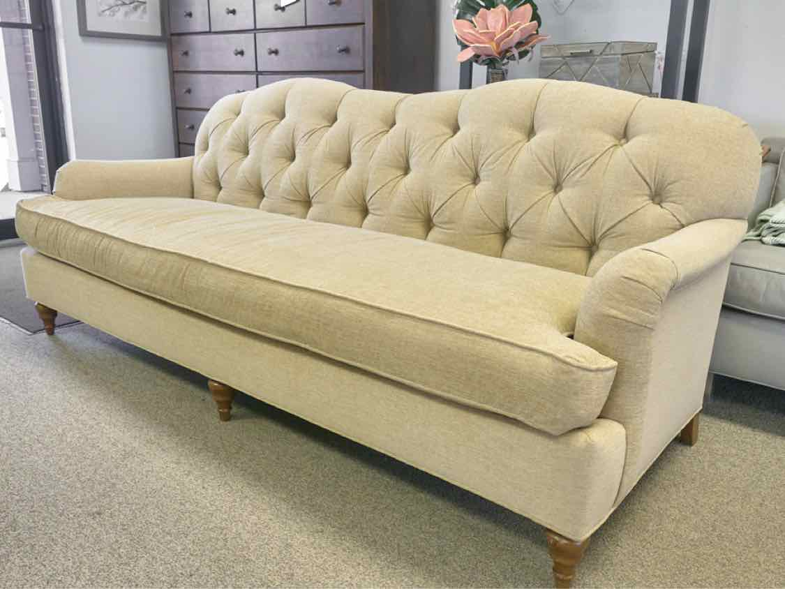 Charles Stewart English Roll Arm Bench Seat Sofa in Dark Gold