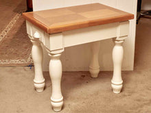 White Finish Side Table with Parquet Top with 1 Drawer