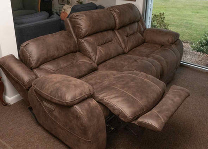 Home Stretch Brown Felt Uphostered Power Reclining Sofa