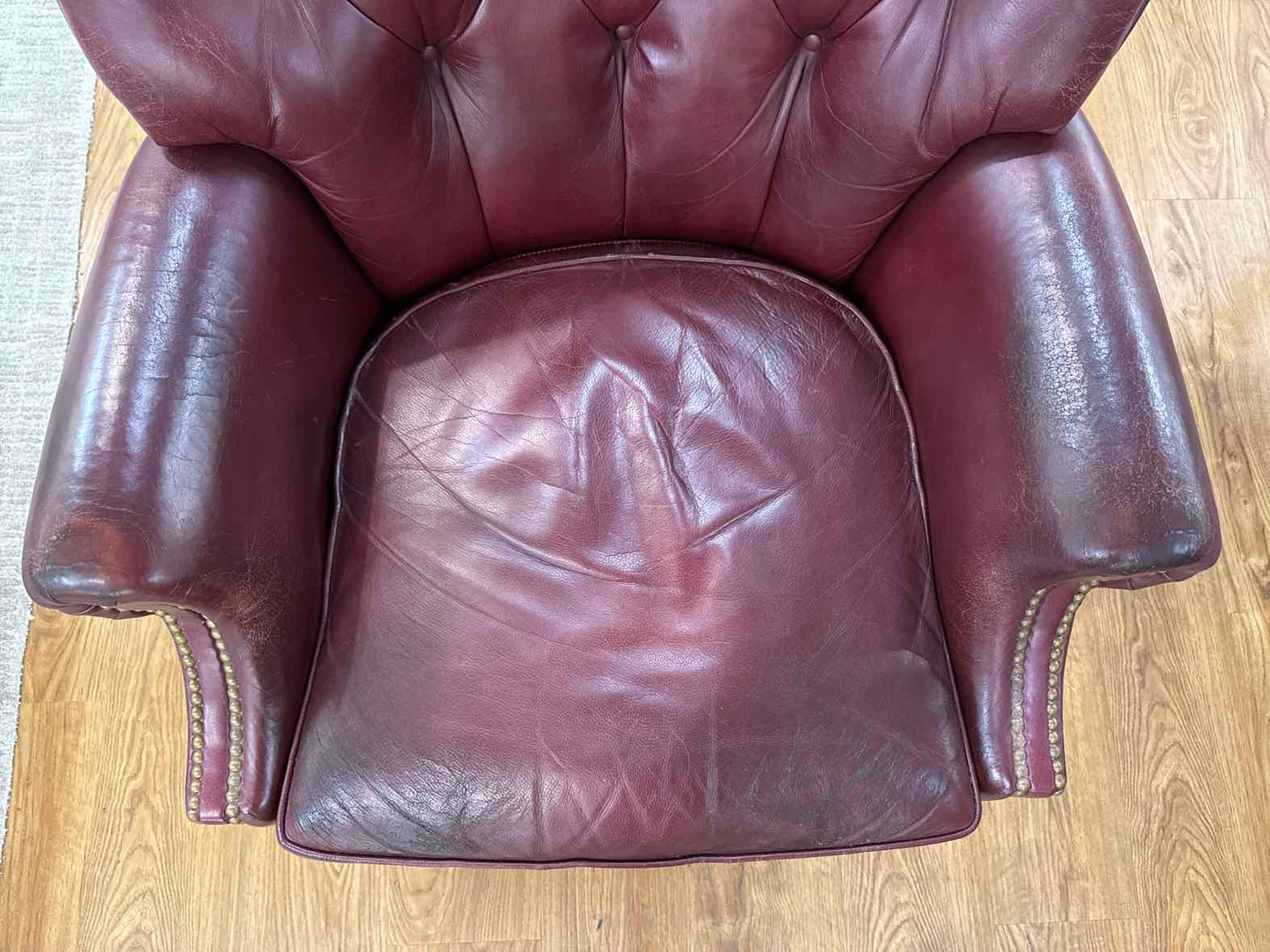 Hancock and Moore Tufted Burgundy Chair
