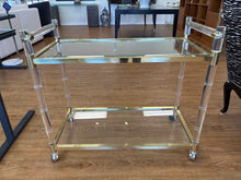 Acrylic and Brass Two-Tier Bar Cart