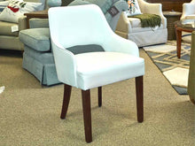 Pair of Bonded White Leather Arm Chairs with Espresso Stain legs