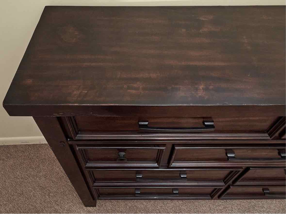 Chestnut 9 Drawer Chest with Bronze Finish Handles