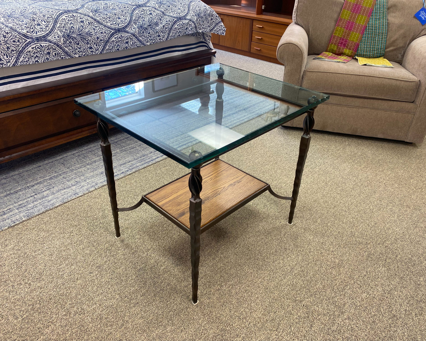 Charleston Forge Metal & Glass Side Table