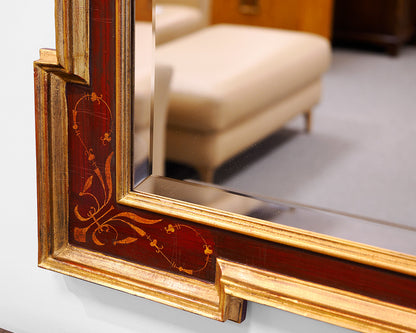 Custom Red and Gold Carved Mirror