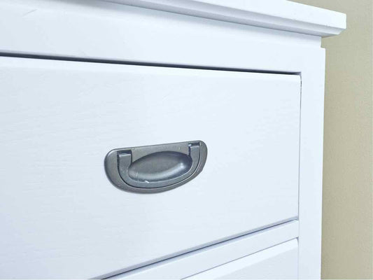 Tall 5 Drawer Chest in Wildwood White Finsh with Bronze Handles