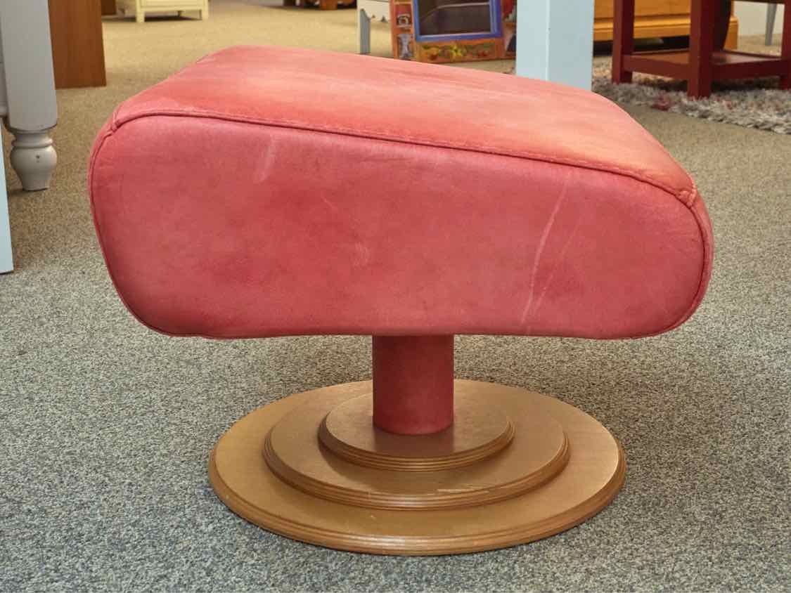 Coral Leather Recliner W/ Ottoman