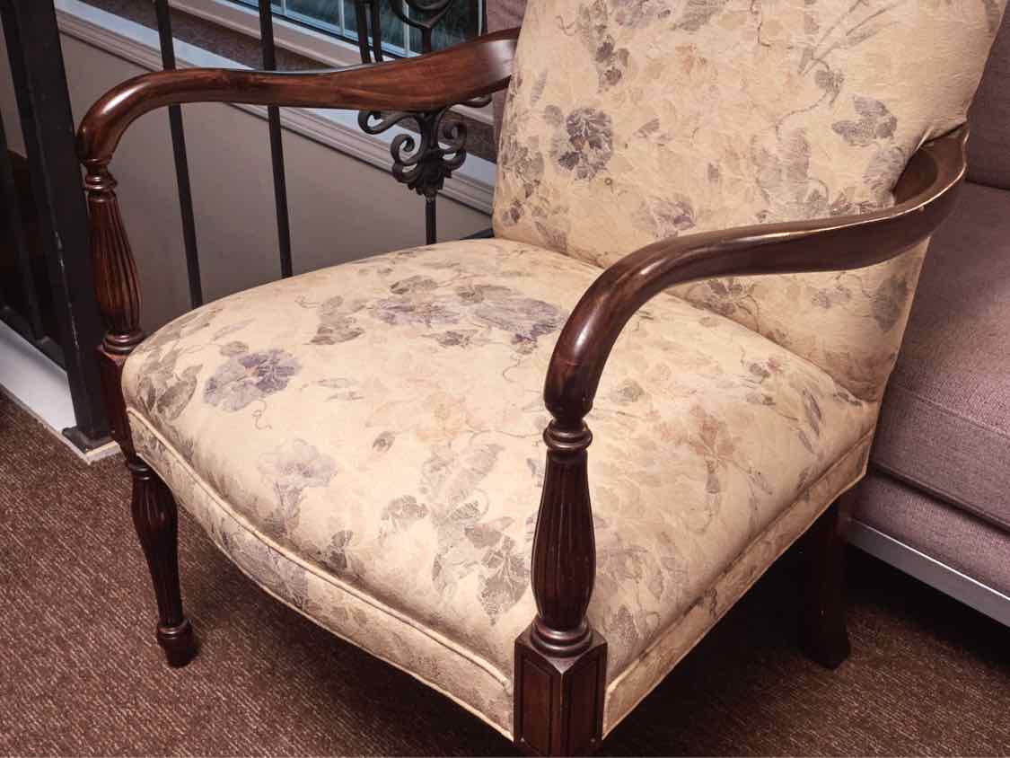Pair Of Sheraton Style Gooseneck Mahogany Arm High Back  Chairs