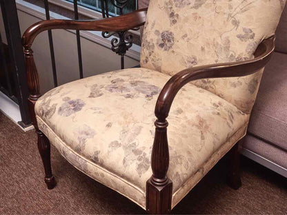 Pair Of Sheraton Style Gooseneck Mahogany Arm High Back  Chairs