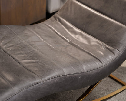 RH "Rene" Gray Leather Chaise