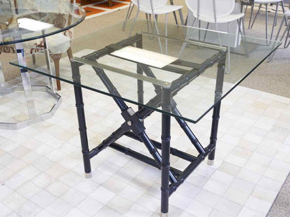Black Bamboo Base With Glass Top Dining Table