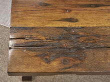 Rustic Solid Oak Cocktail Table With Copper Accents
