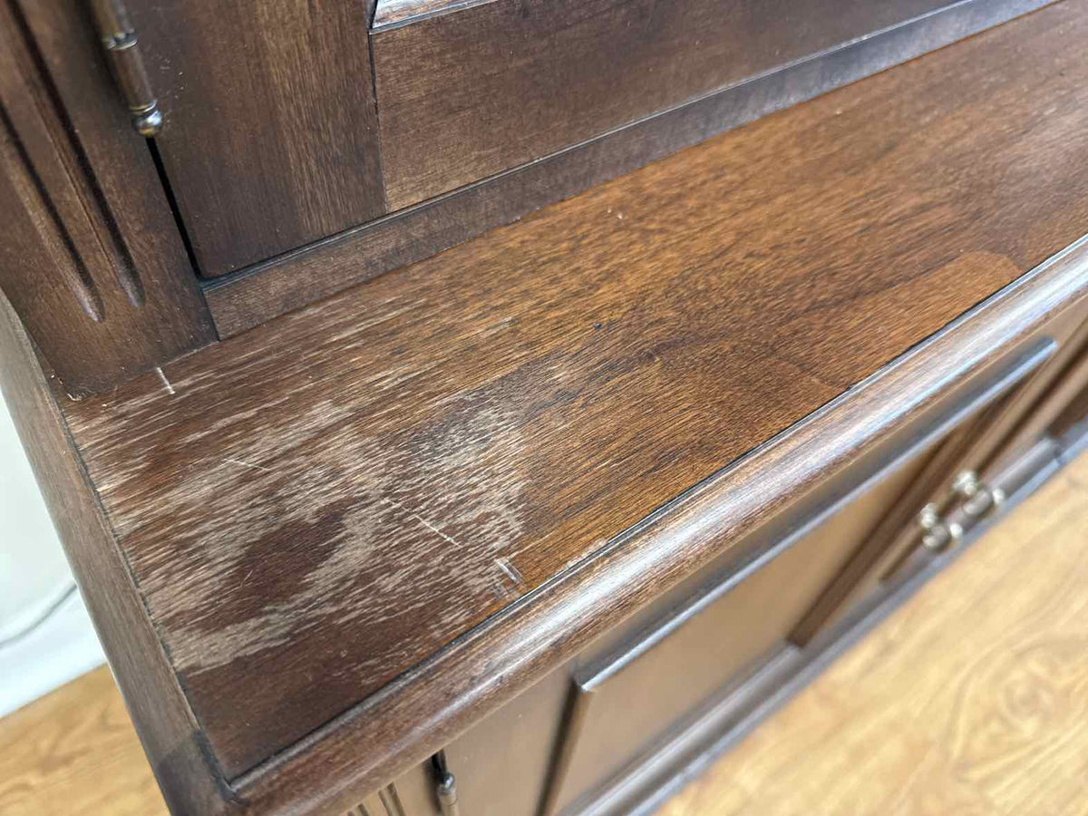 Ethan Allen Walnut Lighted China Cabinet