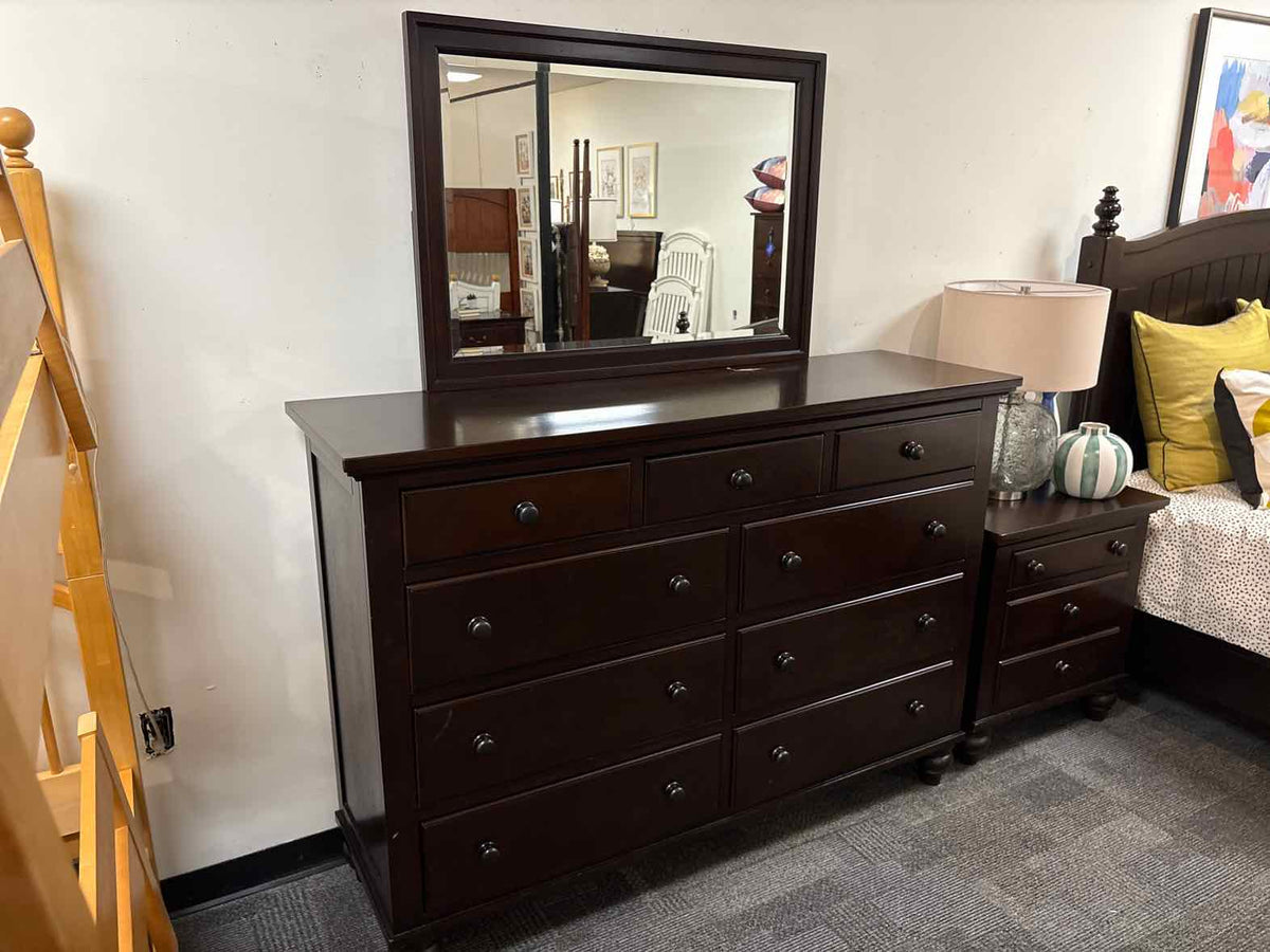 9-Drawer Dresser and Mirror in Espresso