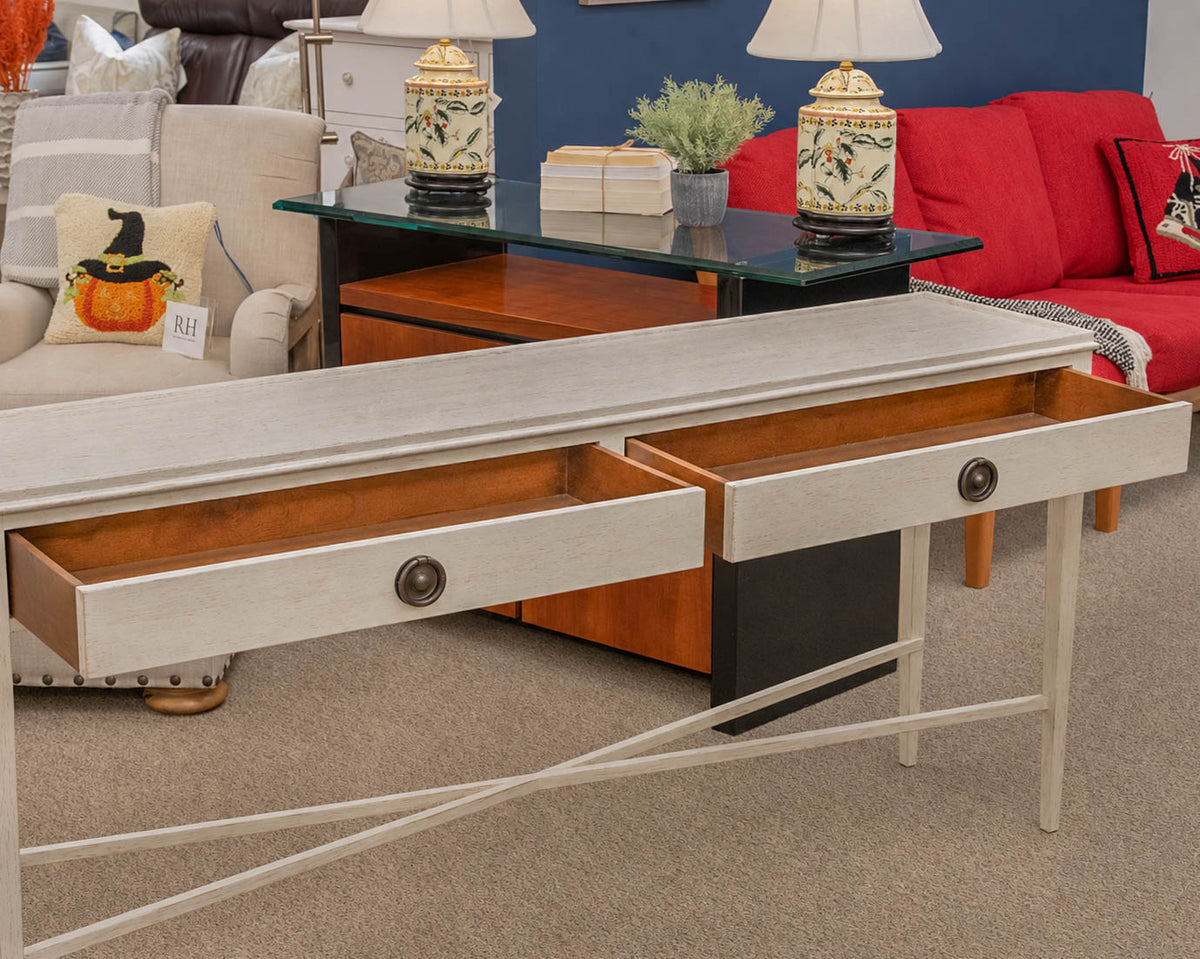 The Kellog Collection 2 Drawer Shell White Console