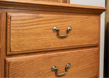 Kincaid Oak 10 Drawer Triple Dresser with Wall  Oak Landscape Mirror
