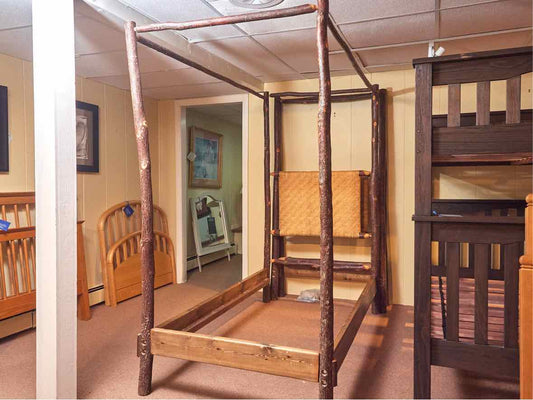 Solid Hickory Rustic Canopy  Twin Bed