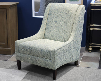 Slope Arm Tightback Chair in Sage Green & Ivory Geometric Fabric