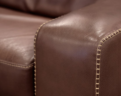 Roche Bobois Two Cushion Chocolate Brown Leather Sofa