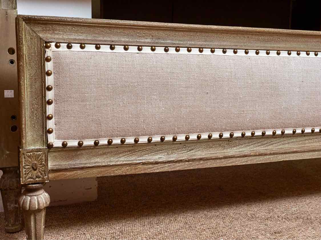 Restoration Hardware 'Maison' Linen Upholstered Nailhead Trim  King Bed