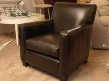Pair of Crate & Barrel Espresso  Leather Briarwood Arm  Chairs