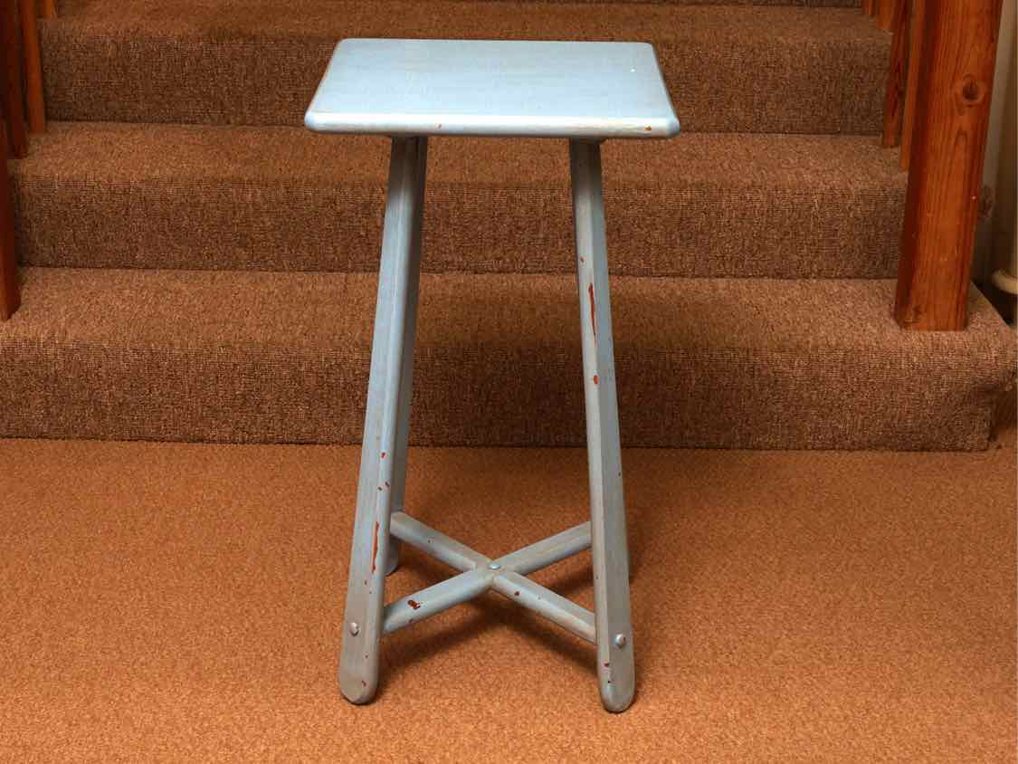 Distressed Marine Blue Finish Side Table