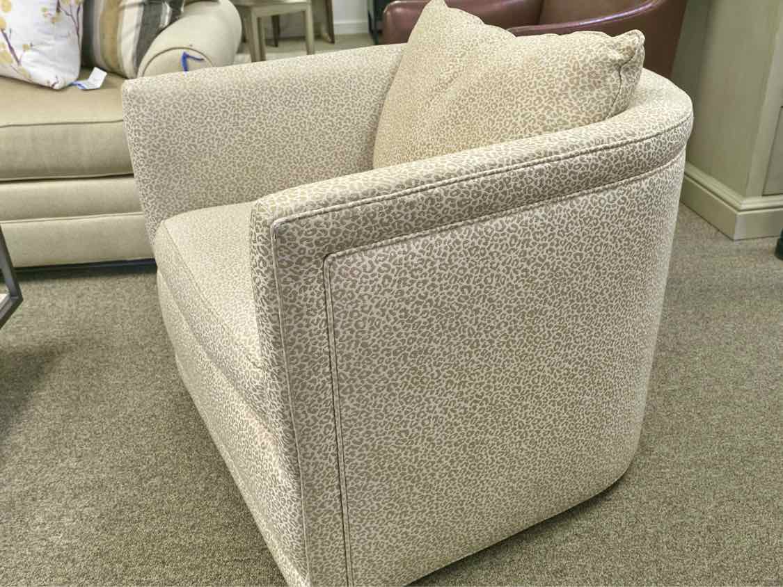Pair of Boston Interiors Swivel Barrel Chairs in Cheetah Print