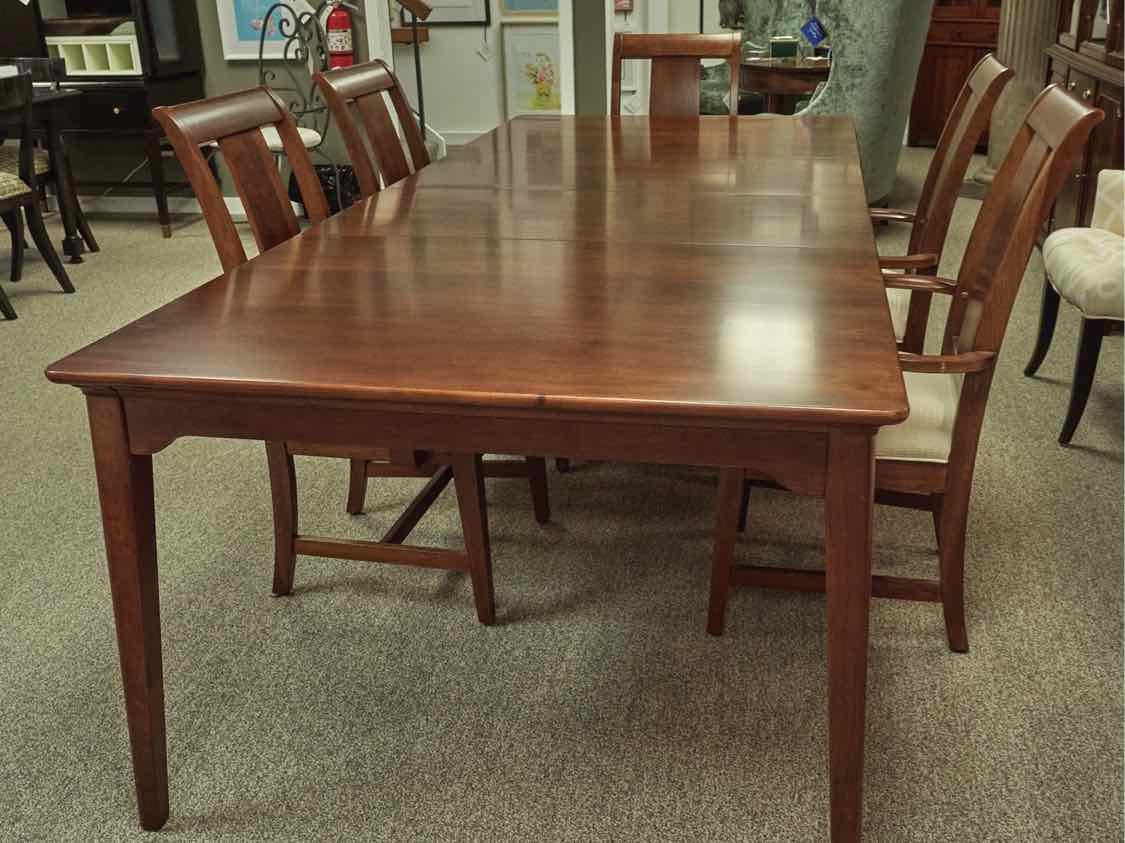 Kincaid Cherry Park Collection Dining Table W/ 2  Leaves & 6 Upholstered Chairs