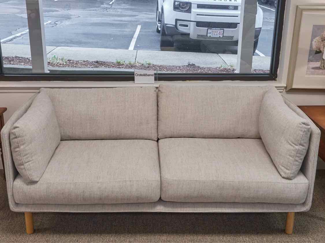 Crate & Barrel Wells 73" Apartment Sofa in Gravel Twill Performance Fabric